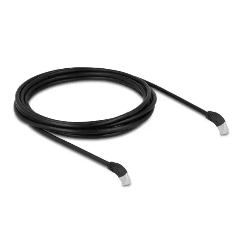 DeLOCK RJ45 sieťový kábel Cat.6A S/FTP 45° zahnutý nadol 3 m čierny