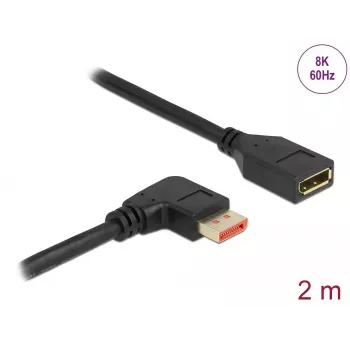 DisplayPort predlžovací kábel DeLOCK 87078 2 m 8K 60 Hz zahnutý