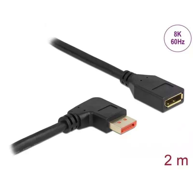 DisplayPort predlžovací kábel DeLOCK 87078 2 m 8K 60 Hz zahnutý