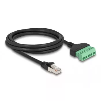 DeLOCK RJ45 kábel Cat.6 konektor samec na adaptér na svorkovnicu 2 m čierny zelený