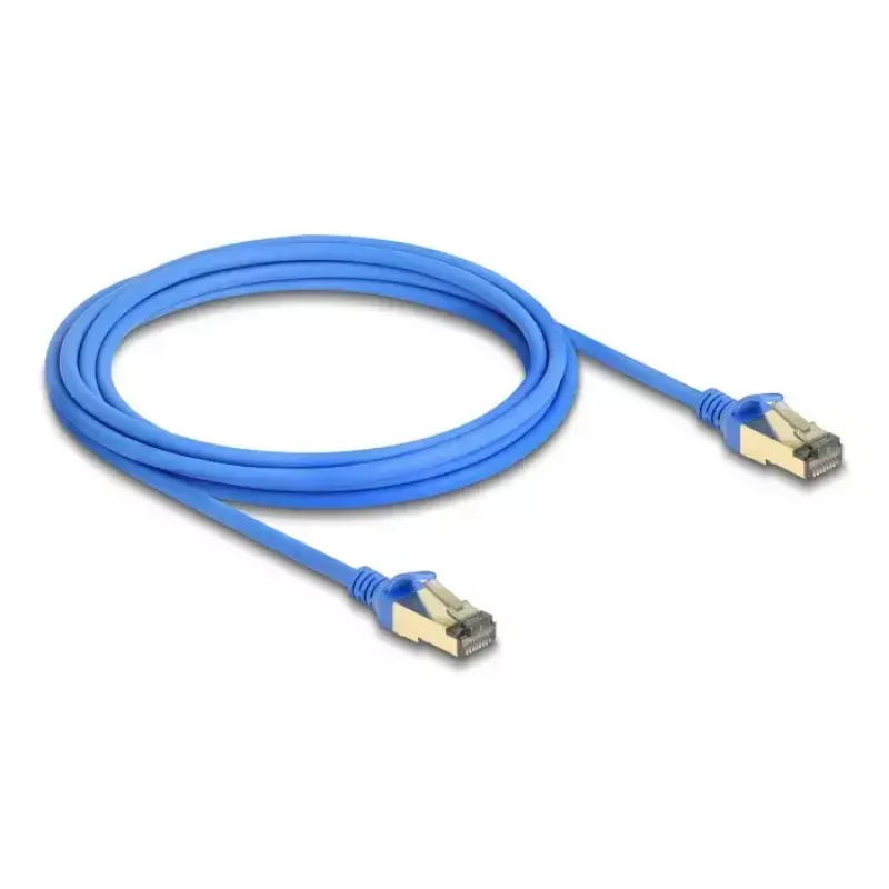 DeLOCK RJ45 sieťový kábel Cat.8.1 F/FTP tenký 3 m modrý
