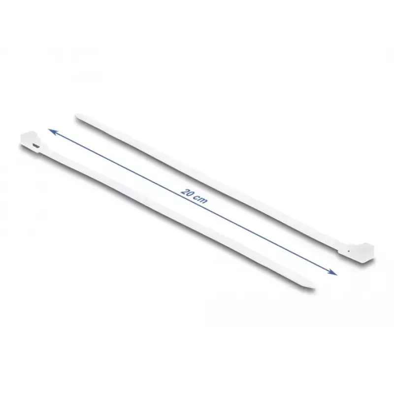 DeLOCK Opakovane použiteľné sťahovacie pásky, 200 x 4.8 mm, biele, 100 ks