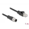 Sieťový kábel DeLOCK M12 kábel A-kódovaný 8-pin konektor samec na RJ45 konektor samec Cat5e 1 m čierny