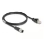 Sieťový kábel DeLOCK M12 kábel A-kódovaný 8-pin konektor samec na RJ45 konektor samec Cat5e 1 m čierny