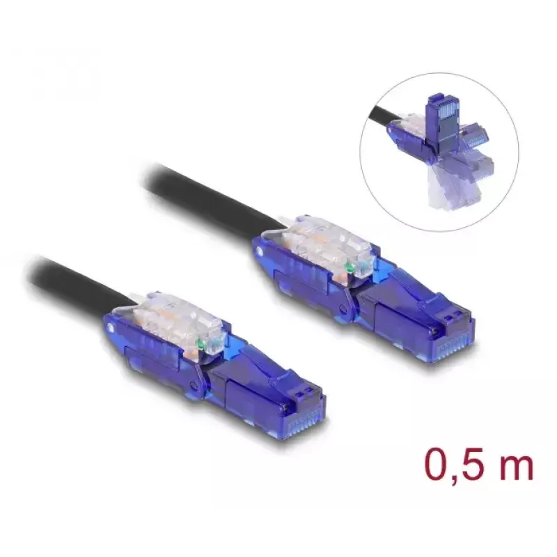 Sieťový kábel DeLOCK 80925 RJ-45 Cat6 0,5m čierny fialový