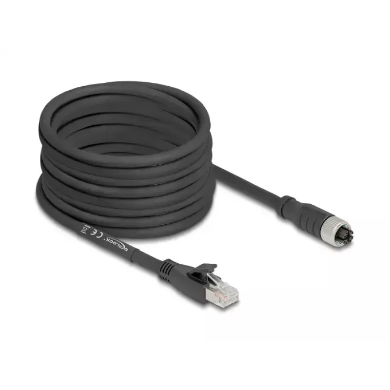 Sieťový kábel DeLOCK 80595 M12 na RJ-45 Cat5e 10 m čierny