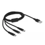 USB nabíjací kábel DeLOCK 3-in-1 Type-A na Lightning Micro-USB USB Type-C 1 m čierny