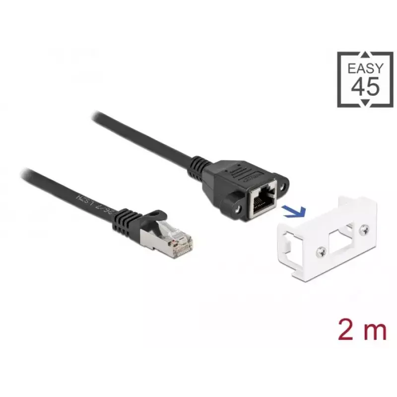 DeLOCK sieťový kábel 87112 2 m Cat6a S/FTP RJ-45 čierny biely