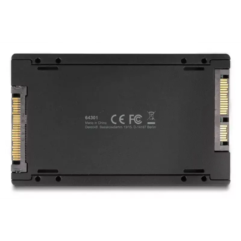 DELOCK rozhranie adaptér U.2 (SFF-8639) na M.2 Key M NVMe SSD, model 64301, čierny, host konektor samec