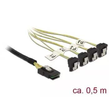 Interný napájací kábel DeLOCK 85686 0,5 m Mini SAS SFF-8087 na 4 SATA