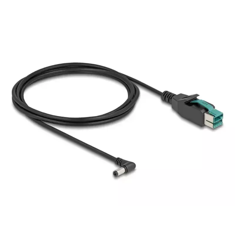 DeLOCK PoweredUSB kábel konektor samec 12 V na DC 5,5 x 2,5 mm konektor samec zahnutý 2 m
