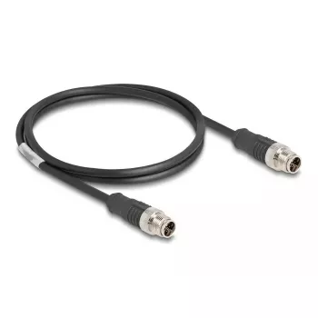 Sieťový kábel DeLOCK M12 kábel X-kódovaný 8-pinový konektor samec na konektor samec Cat5e 1 m čierny