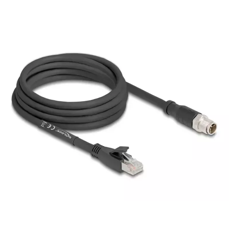 Sieťový kábel DeLOCK 80580 M12 RJ-45 Cat5e 3 m čierny