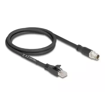 Sieťový kábel DeLOCK 80577 M12 na RJ-45 Cat5e 1 m čierny