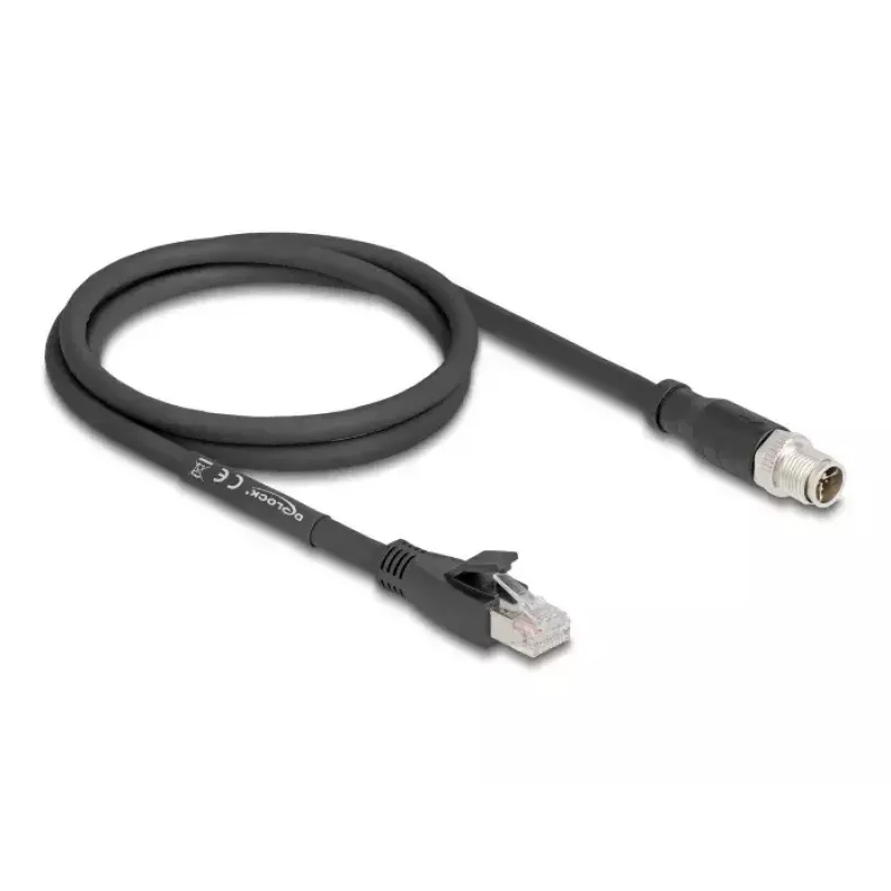 Sieťový kábel DeLOCK 80577 M12 na RJ-45 Cat5e 1 m čierny