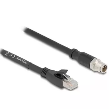 Sieťový kábel DeLOCK 80577 M12 na RJ-45 Cat5e 1 m čierny