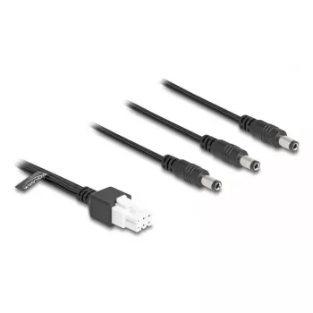 DeLOCK 90168 Kábel Mini-Fit 6-pin na 3x konektor DC 5,5x2,5 mm, 1 m, čierny