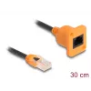 Sieťový kábel DELOCK 90803 Cat5e U/UTP RJ-45 na RJ-45 čierny/oranžový 0,3 m