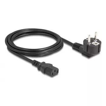 PC napájací kábel DELOCK 81326 — uzemnený CEE 7/7 (90°) na IEC C13, 2 m, 3×0,75 mm², čierny