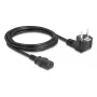 PC napájací kábel DELOCK 81326 — uzemnený CEE 7/7 (90°) na IEC C13, 2 m, 3×0,75 mm², čierny