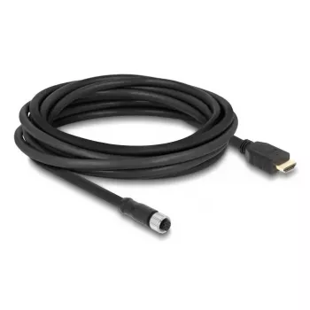 Kábel DELOCK M12 A-kódovaný 17-pólový konektor samica na HDMI konektor samec 5 m čierny
