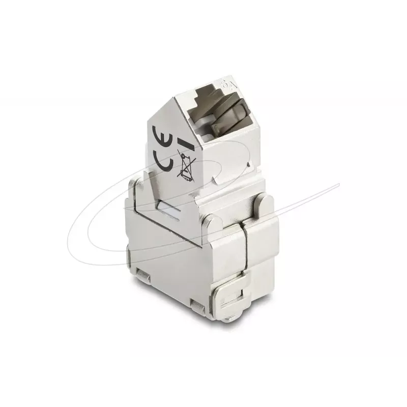 Delock 90938 Modul Keystone RJ45 na LSA Cat.6A, zalomený o 45 stupňov, tienený, vedenie kábla 180 stupňov, bez náradia