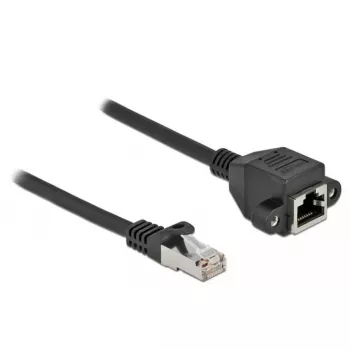 Predlžovací sieťový kábel DeLOCK Cat.6A 50 cm čierny