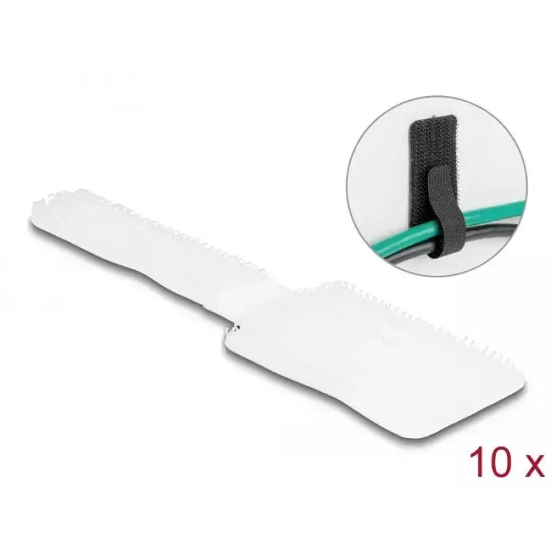 DeLOCK mini suchý zips držiak na kábel D 90 mm x Š 24 mm samolepiaci 10 ks biely