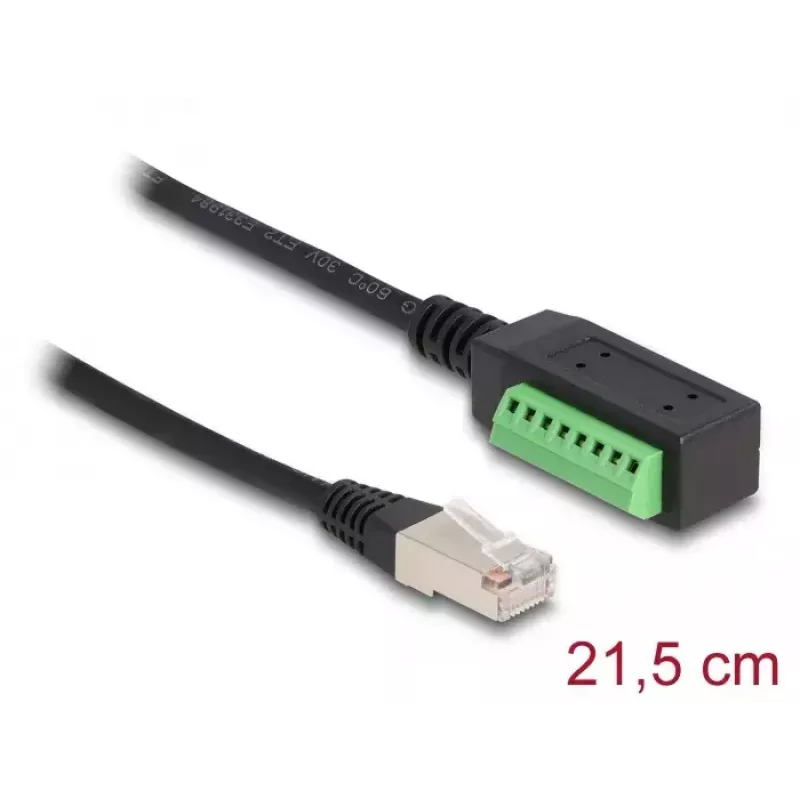 DeLOCK RJ45 kábel Cat.5e konektor samec na adaptér svorkovnice 21,5 cm