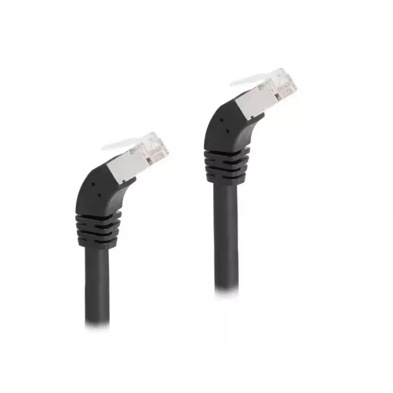 DeLOCK RJ45 sieťový kábel Cat.6A S/FTP 45° zahnutý nadol 1 m čierny