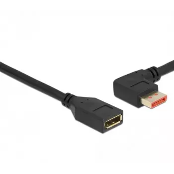 Predlžovací kábel DisplayPort DeLOCK 87076 3m 8K 60Hz konektor samec 90° zahnutý doľava na konektor samica