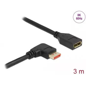 Predlžovací kábel DisplayPort DeLOCK 87079 3 m 8K 60 Hz zahnutý