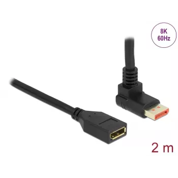 Predlžovací kábel DisplayPort DeLOCK 90° zahnutý nahor 8K 60 Hz 2 m
