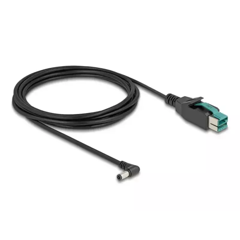 DeLOCK PoweredUSB kábel konektor samec 12 V na DC 5,5 x 2,5 mm konektor samec zahnutý 3 m