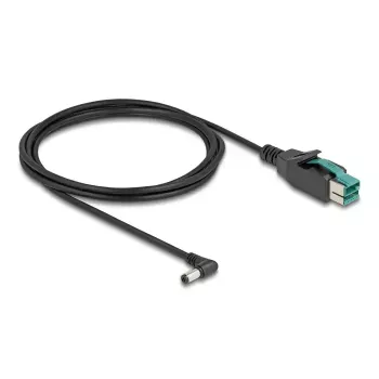 DeLOCK PoweredUSB kábel konektor samec 12 V na DC 5,5 x 2,1 mm konektor samec zahnutý 2 m