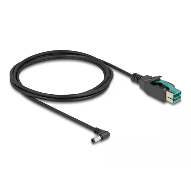 DeLOCK PoweredUSB kábel konektor samec 12 V na DC 5,5 x 2,1 mm konektor samec zahnutý 2 m