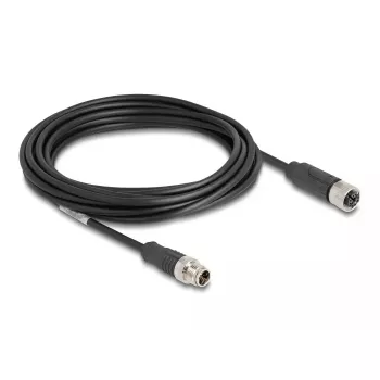 Sieťový kábel DeLOCK M12 kábel X-kódovaný 8-pólový samec na samica Cat5e 5 m čierny