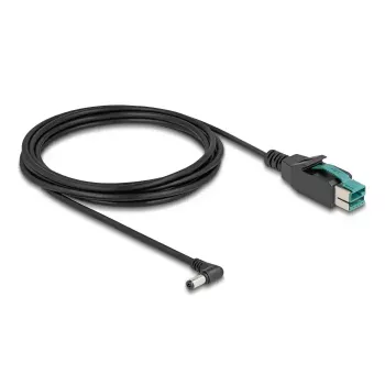 DeLOCK PoweredUSB kábel samec 12 V na DC 5,5 x 2,1 mm samec zahnutý 3 m