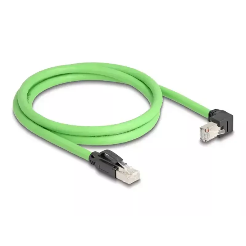 Sieťový kábel DeLOCK RJ45 Cat.6A samec na samec zahnutý 1m zelený
