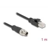 Sieťový kábel DeLOCK M12 kábel X-kódovaný 8-pólový konektor samec na RJ45 konektor samec Cat5e 1 m čierny