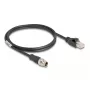 Sieťový kábel DeLOCK M12 kábel X-kódovaný 8-pólový konektor samec na RJ45 konektor samec Cat5e 1 m čierny