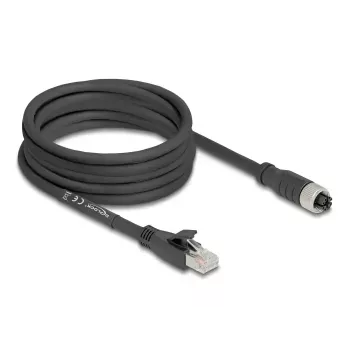 Sieťový kábel DeLOCK 80594 M12 na RJ-45 Cat5e 5m čierny