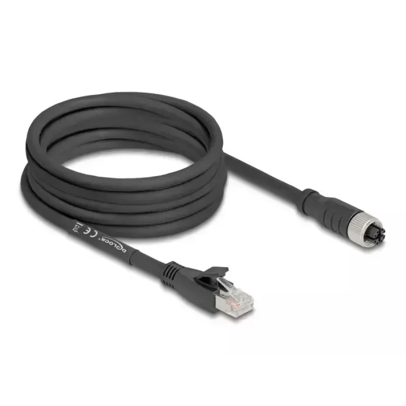 Sieťový kábel DeLOCK 80594 M12 na RJ-45 Cat5e 5m čierny