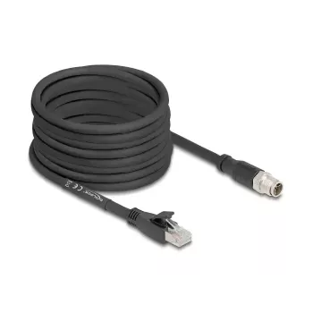 Sieťový kábel DeLOCK 80586 M12 na RJ-45 Cat5e 10 m čierny