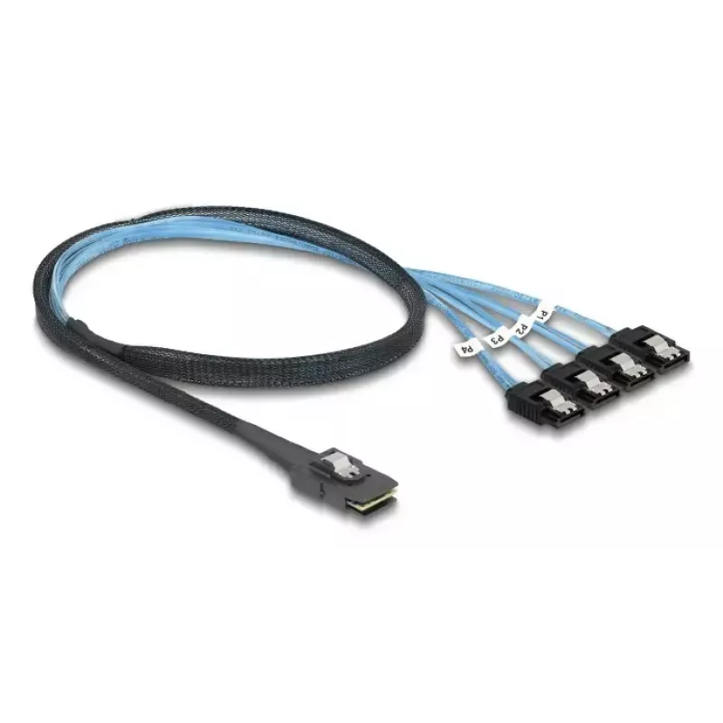 DELOCK interná M.2 na Mini-SAS adaptérová karta 64260, M.2 host, Mini-SAS výstup, JMicron JMB585, čierna, LED