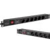 Zásuvkový blok pre RACK 19 1U QOLTEC PDU 16A 6xSCHUKO 1,8m
