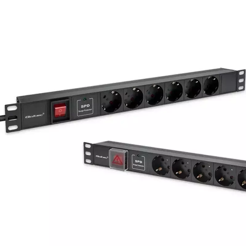 Zásuvkový blok pre RACK 19 1U QOLTEC PDU 16A 6xSCHUKO 1,8m
