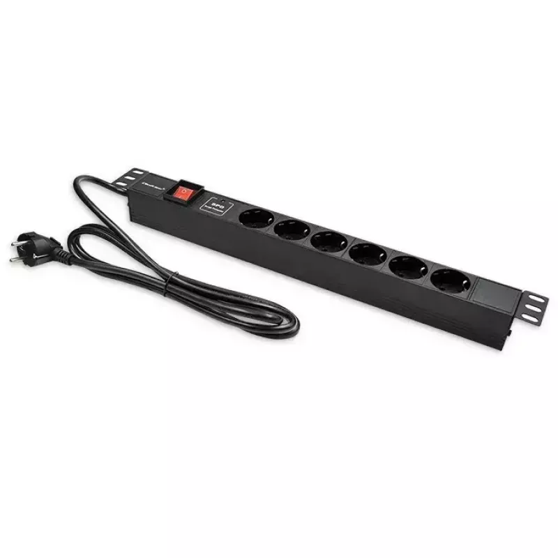 Zásuvkový blok pre RACK 19 1U QOLTEC PDU 16A 6xSCHUKO 1,8m