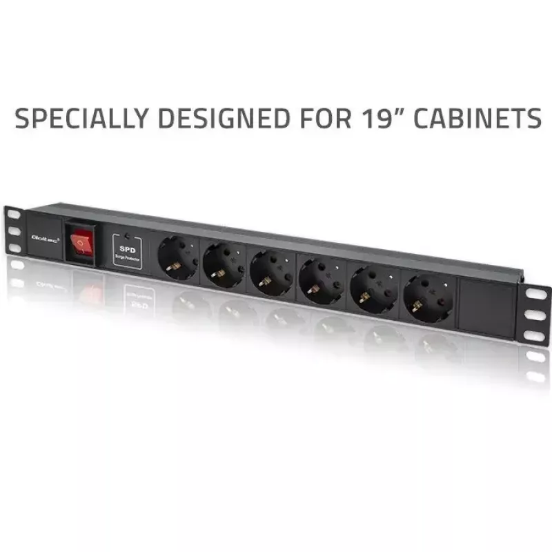 Zásuvkový blok pre RACK 19 1U QOLTEC PDU 16A 6xSCHUKO 1,8m