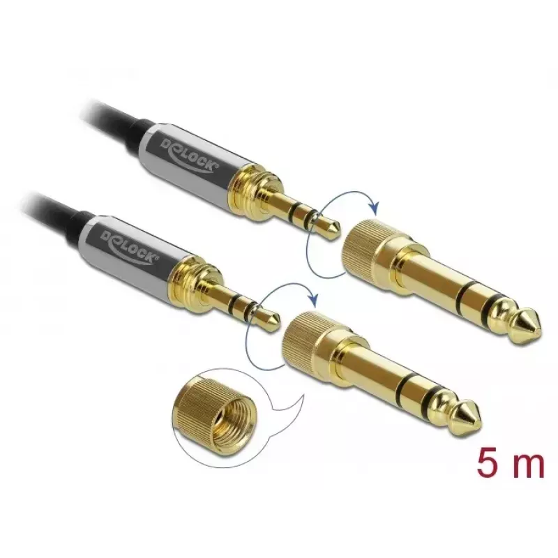 Audio kábel DeLOCK 85788 5 m 3,5 mm čierny sivý